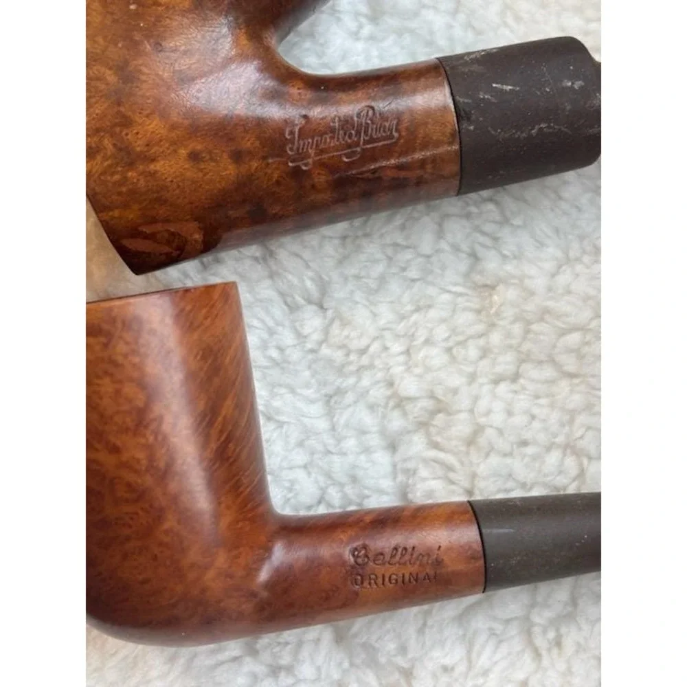 Vintage Tobacco pipes and holder set of 3